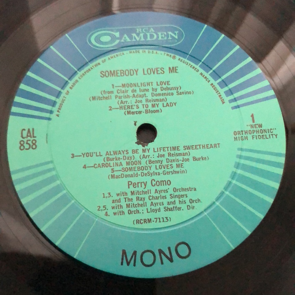 Perry Como Somebody Loves Me Vinyl Lp '65